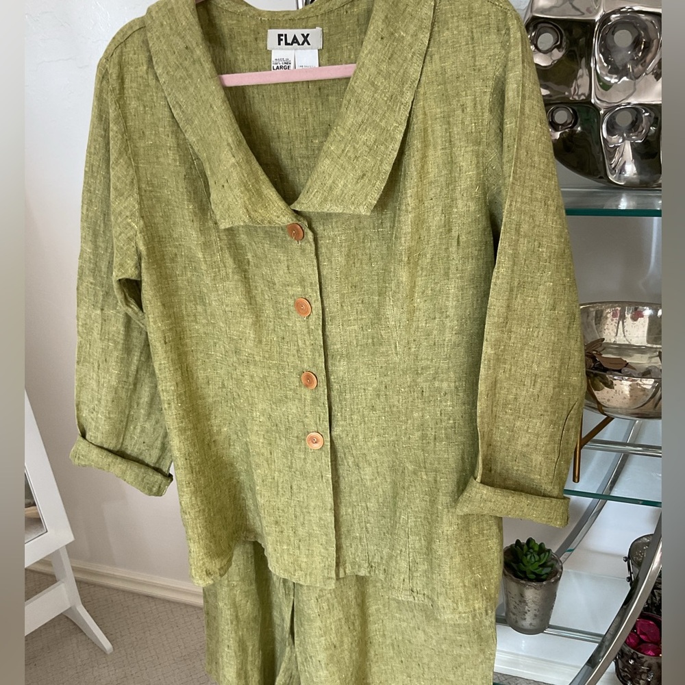 Flax Olive Button Down Shirt jacket - image 4